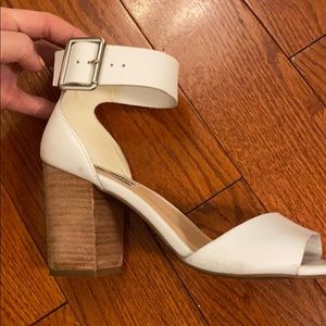 Steve Madden White Block Heel Sandals